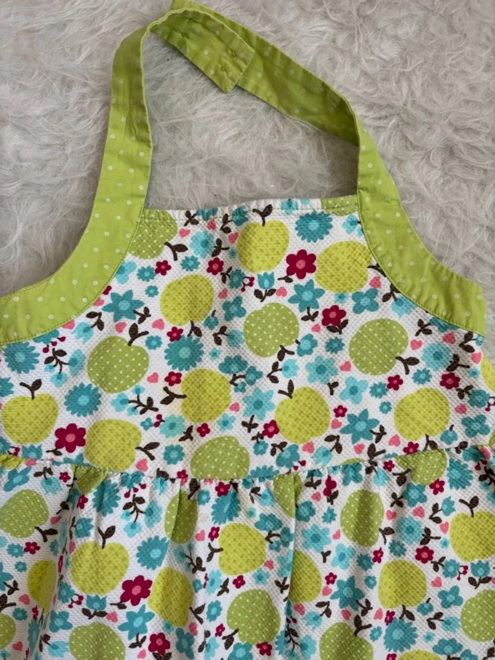Gymboree Girls’ Halter Dress with Lime Green Apple and Teal Floral Print